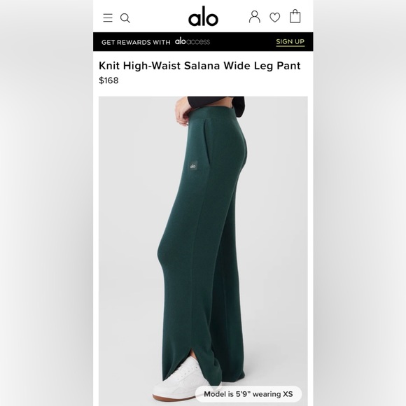 NWT Alo Yoga Knit High Waist Salana Wide Leg Pant Midnight Green Size S - Picture 2 of 16